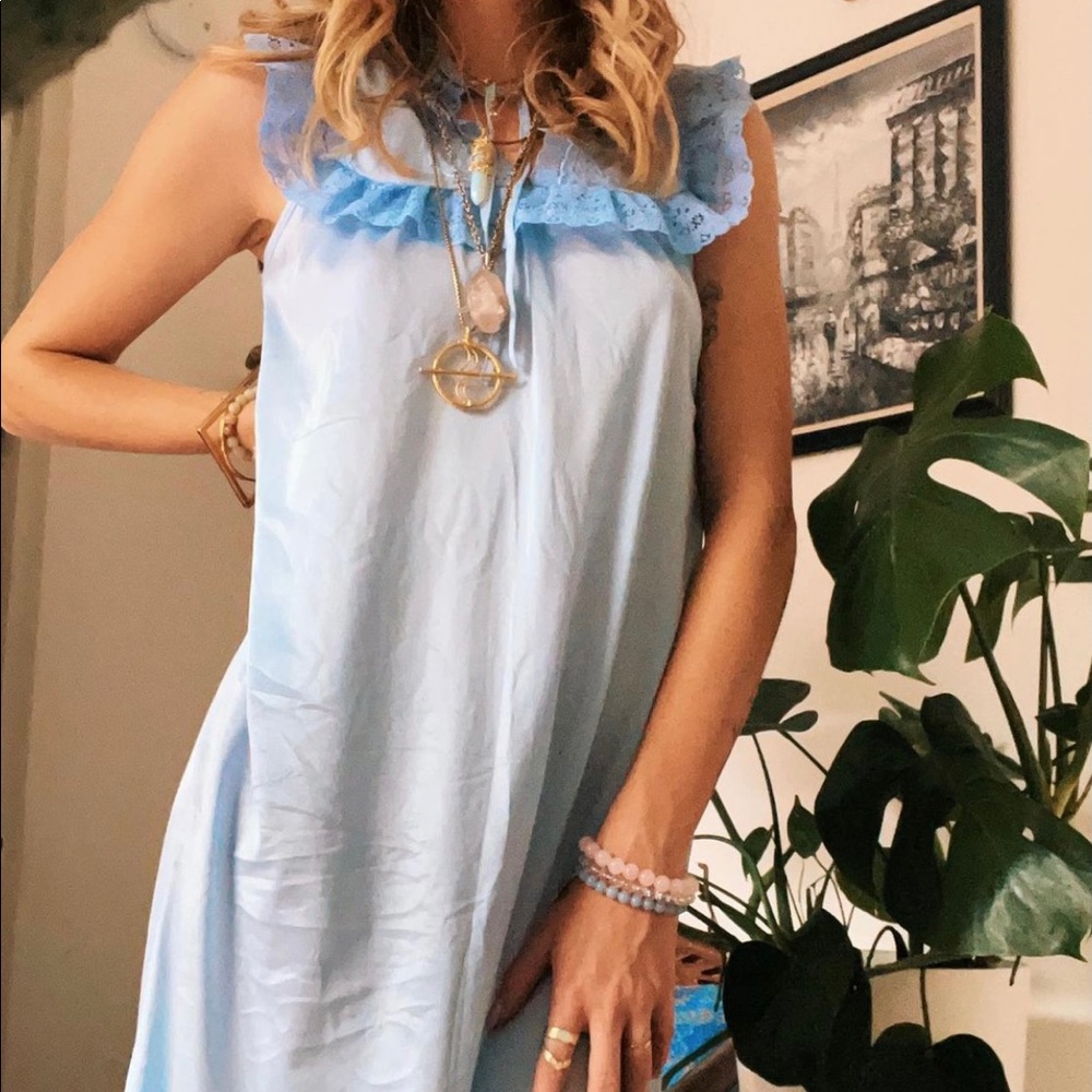 Pale blue 60s vintage slip dress